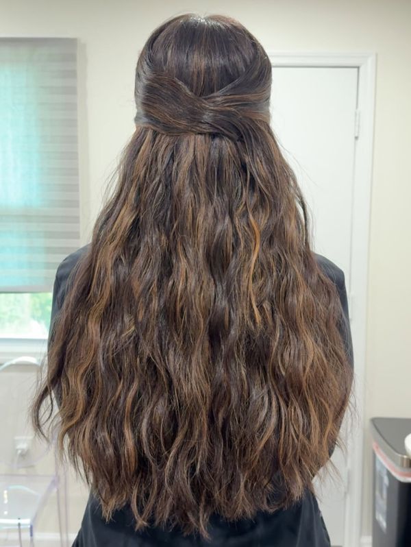 Half-up waves, styled from the back